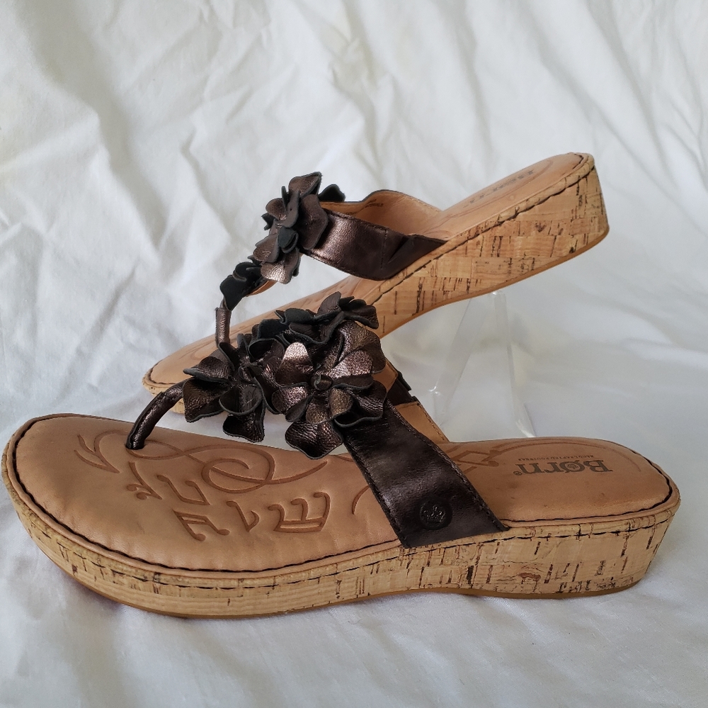 Born Cork Sole Bronze Sandals